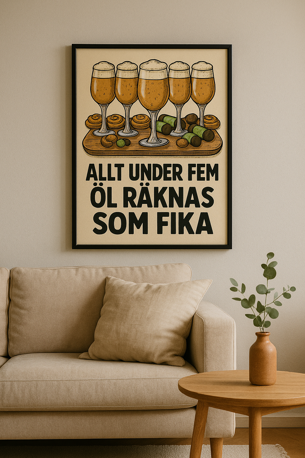 "Allt under fem öl räknas som fika" Poster