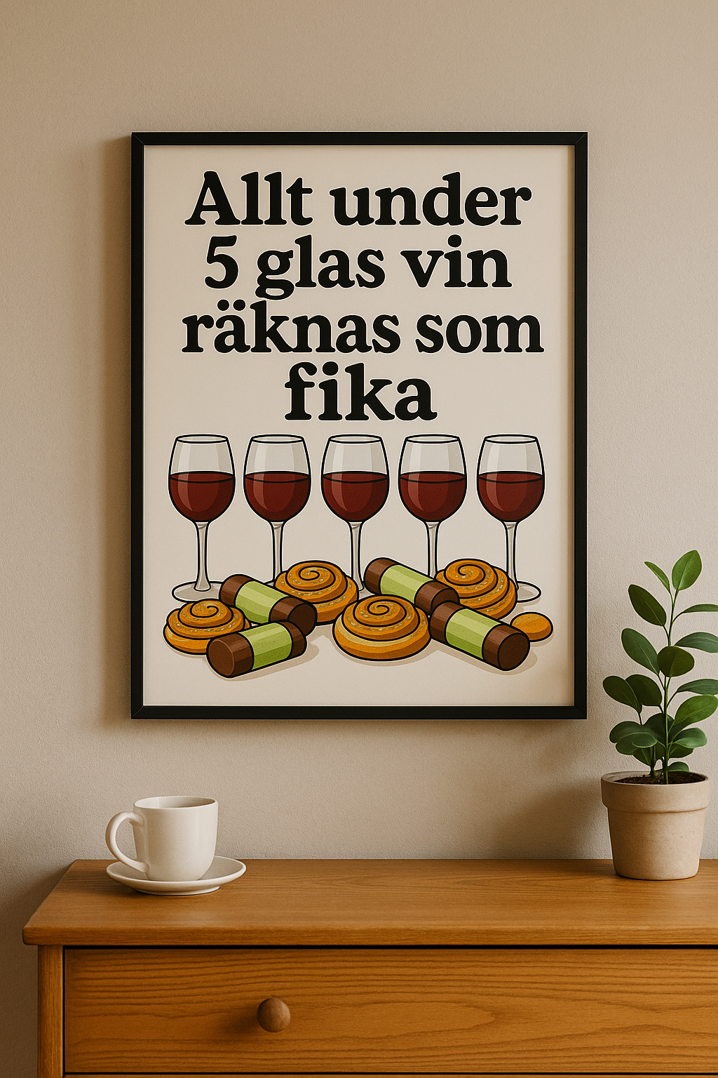 "Allt under 5 glas vin" Poster